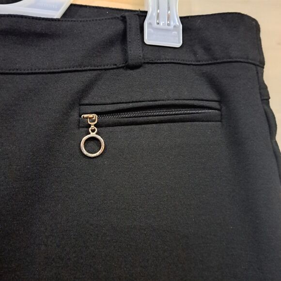 SOHO Apparel Ltd Women 14 Stretch Straight Leg Black Zip Pants 2 Rear Pockets - Picture 7 of 14